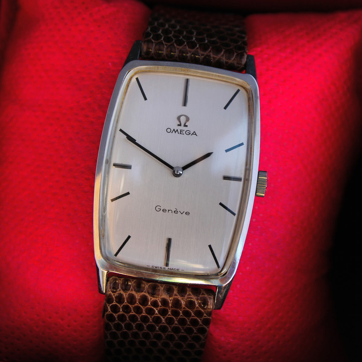 Delightful Vintage Omega Geneve Rectangular Wristwatch ref 111.095