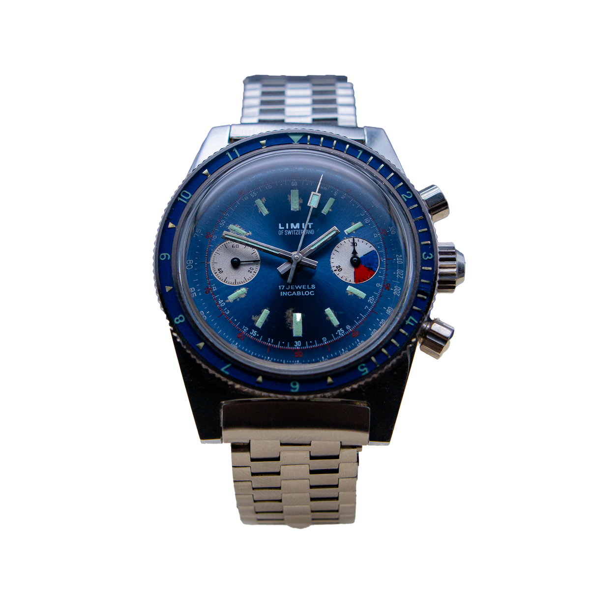 Cool Vintage Limit of Switzerland Blue Yachting Chronograph