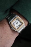 Cartier Santos Galbée Ref.2319 18k and Steel Wristwatch Serviced by Cartier.
