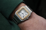 Cartier Santos Galbée Ref.2319 18k and Steel Wristwatch Serviced by Cartier.