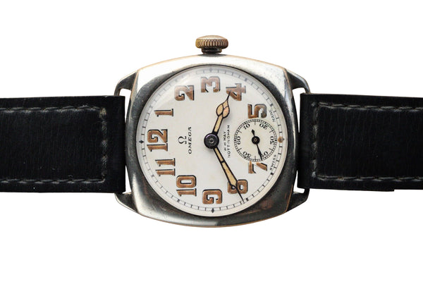 Omega Sterling Silver Double Signed W.H May Nottingham Wristwatch c.1930