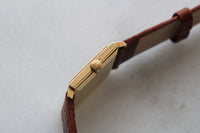 Vintage Bueche Girod 9ct Gold Square Wristwatch Onyx Dial c.1977