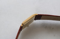 Vintage Bueche Girod 9ct Gold Square Wristwatch Onyx Dial c.1977