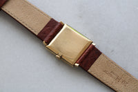 Vintage Bueche Girod 9ct Gold Square Wristwatch Onyx Dial c.1977