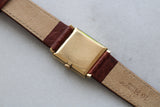Vintage Bueche Girod 9ct Gold Square Wristwatch Onyx Dial c.1977