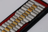 NOS Vintage NSA Novavit Gold and Stainless Steel 22mm Flared Bracelet