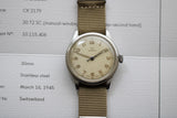 Omega WW2 era Civilian US Army Ref CK 2179 c.1945 with Extract.