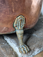 Stunning English Victorian Antique Copper & Brass Lion Mask Handle & Paw Feet Kindling Log Bucket