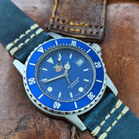 Stunning Vintage Gents Mid-Size Tag Heuer Blue Divers Watch 1500 Series WD1214