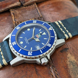 Stunning Vintage Gents Mid-Size Tag Heuer Blue Divers Watch 1500 Series WD1214