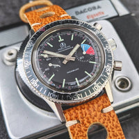 Awesome Vintage Gents Ollech & Wajs Divers Chronograph Wristwatch Landeron 248 c.70s