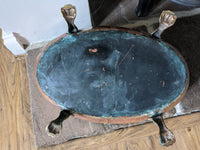 Stunning English Victorian Antique Copper & Brass Lion Mask Handle & Paw Feet Kindling Log Bucket
