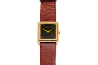 Vintage Bueche Girod 9ct Gold Square Wristwatch Onyx Dial c.1977