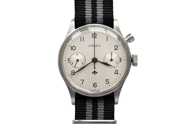 Rare Lemania Series II Non-Lume Royal Navy Nuclear Submarine Monopusher Chronograph